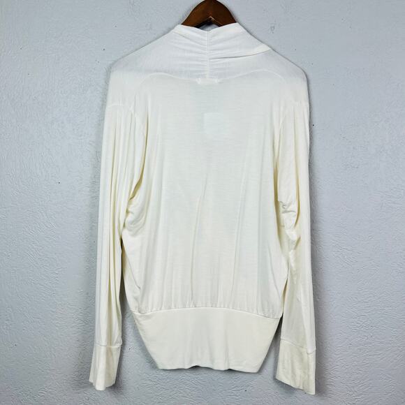 NEW! LA Made Deep V Knit Tunic Draped Long Sleeve Champagne - L - Picture 4 of 5
